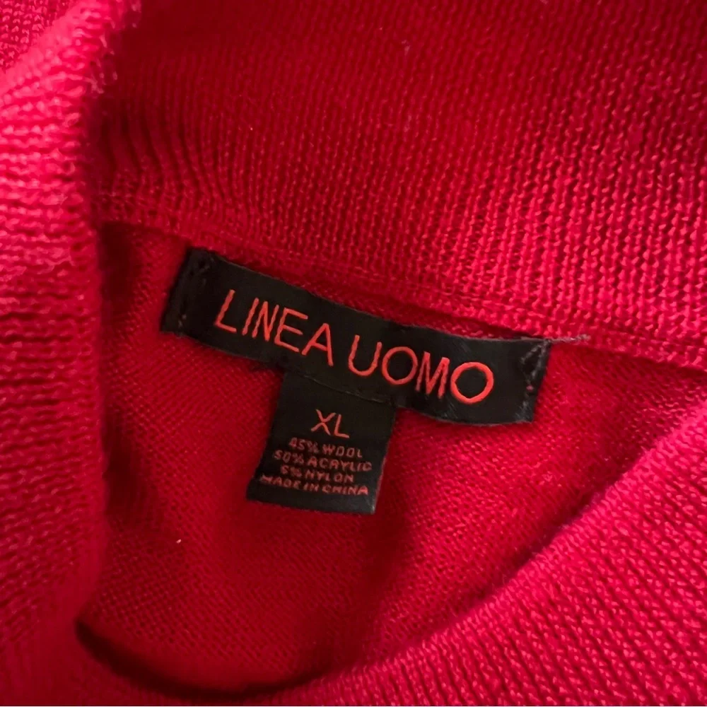 Linea Uomo Red Mock Neck Wool Blend Sweater